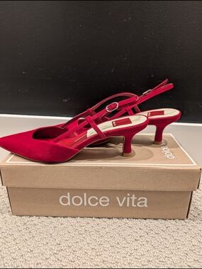 Dolce Vita Red Pointed Slingback Kitten Heels